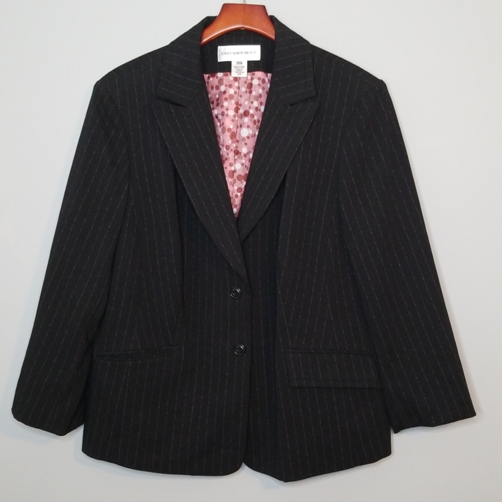 {Jones New York} Black & Red Lined Blazer Jacket